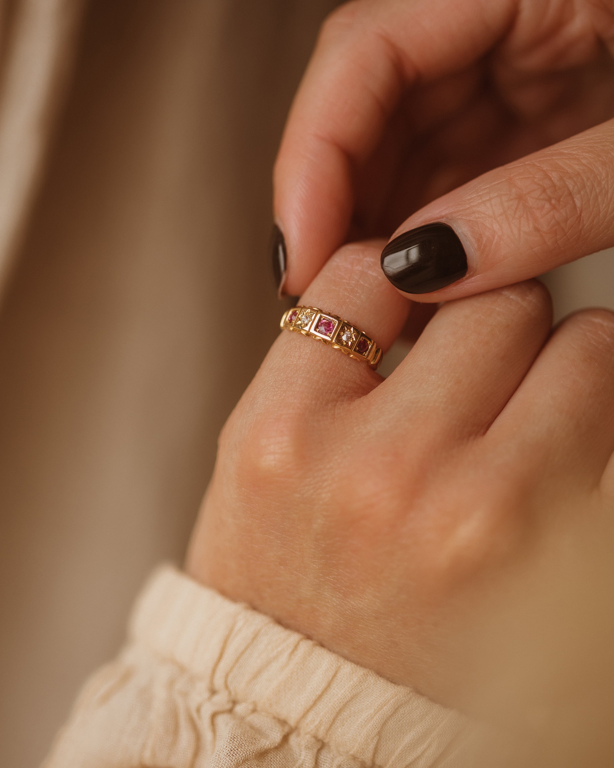 Genevieve Antique 18ct Gold Ruby & Diamond Ring