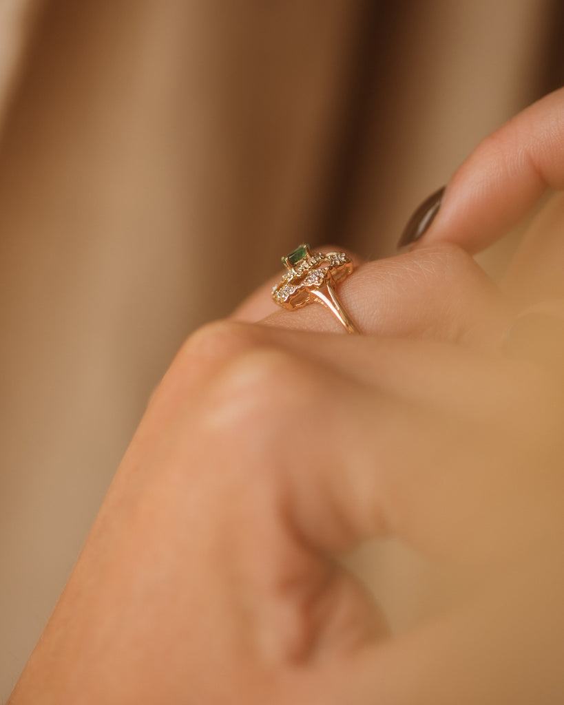 Maud Vintage 14ct Gold Emerald & Diamond Ring