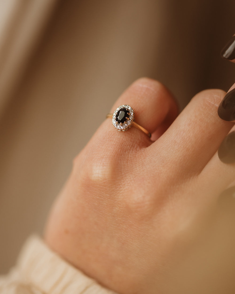 Frances 1988 9ct Gold Sapphire & Diamond Cluster Ring