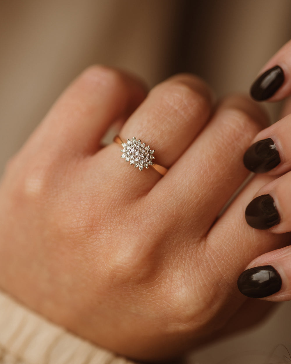 Ida Vintage 9ct Gold Diamond Cluster Ring