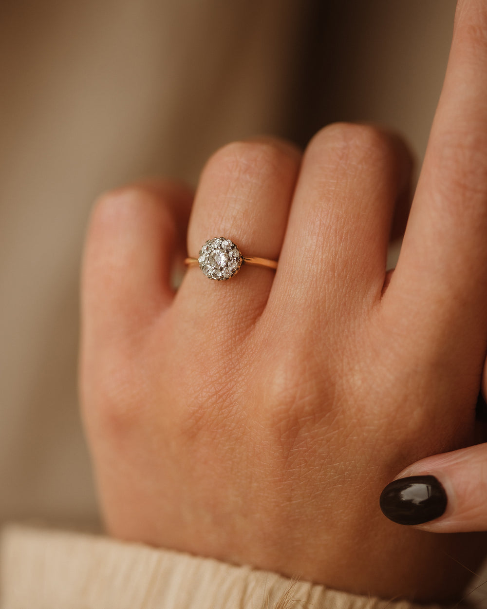 Lillian 1910 18ct Gold Old Cut Diamond Cluster Ring