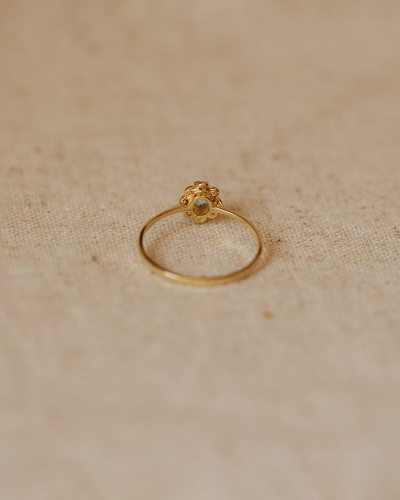 Edith Vintage 9ct Gold Aquamarine Cluster Ring