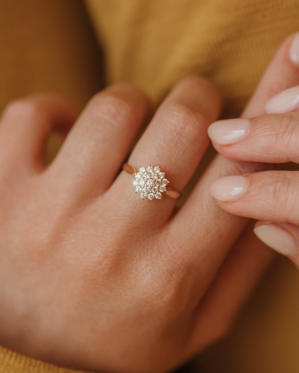 Adela Vintage 9ct Gold CZ Cluster Ring