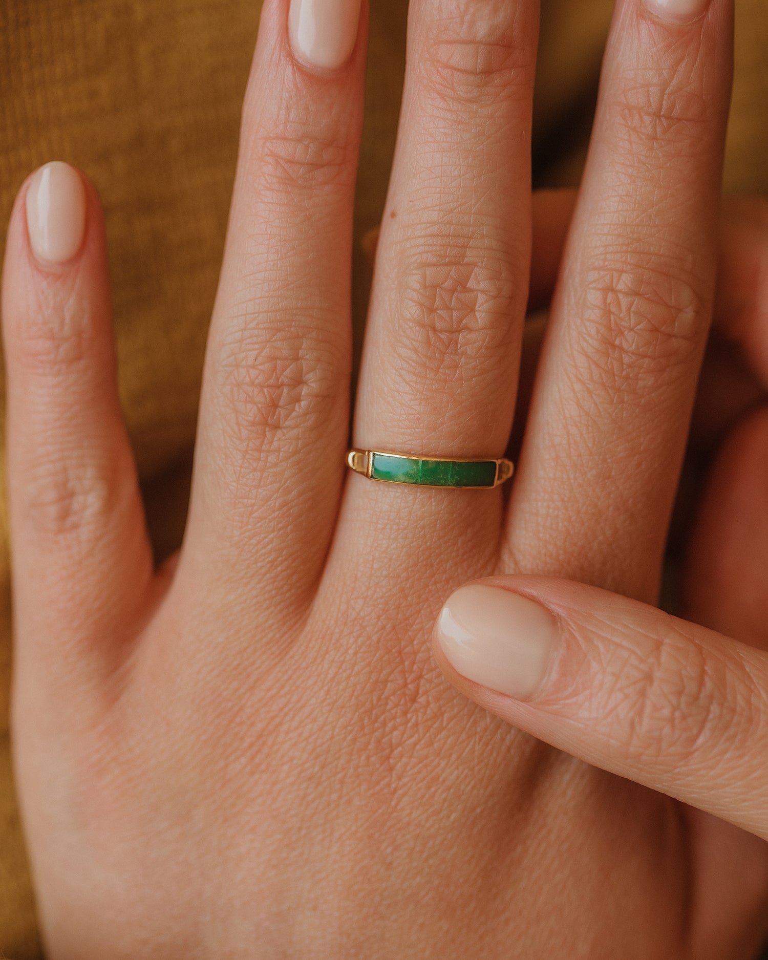 Patience Vintage 18ct Gold Jade Band Ring