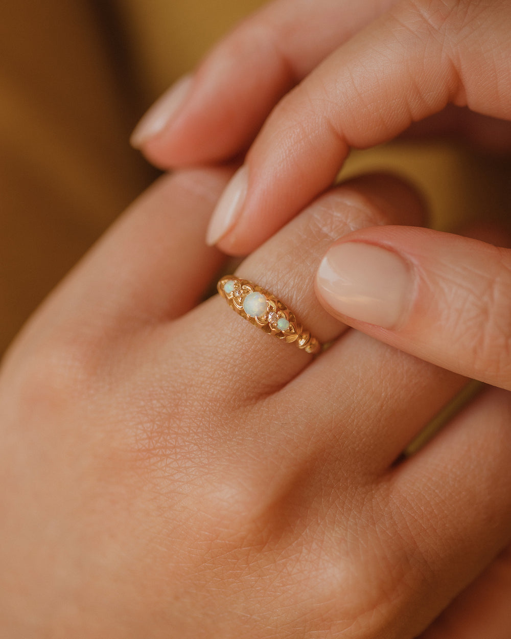 Matilda 1896 18ct Gold Opal & Diamond Victorian Ring