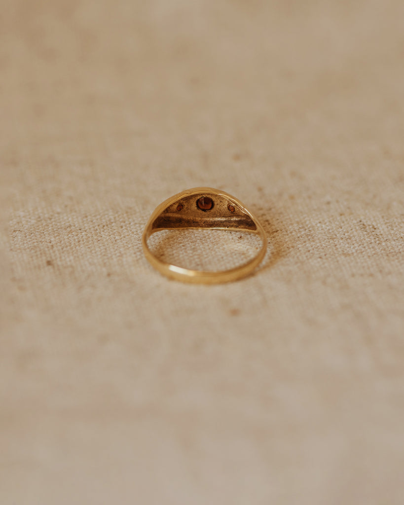 Rosamond 1980 9ct Gold Garnet Gypsy Ring