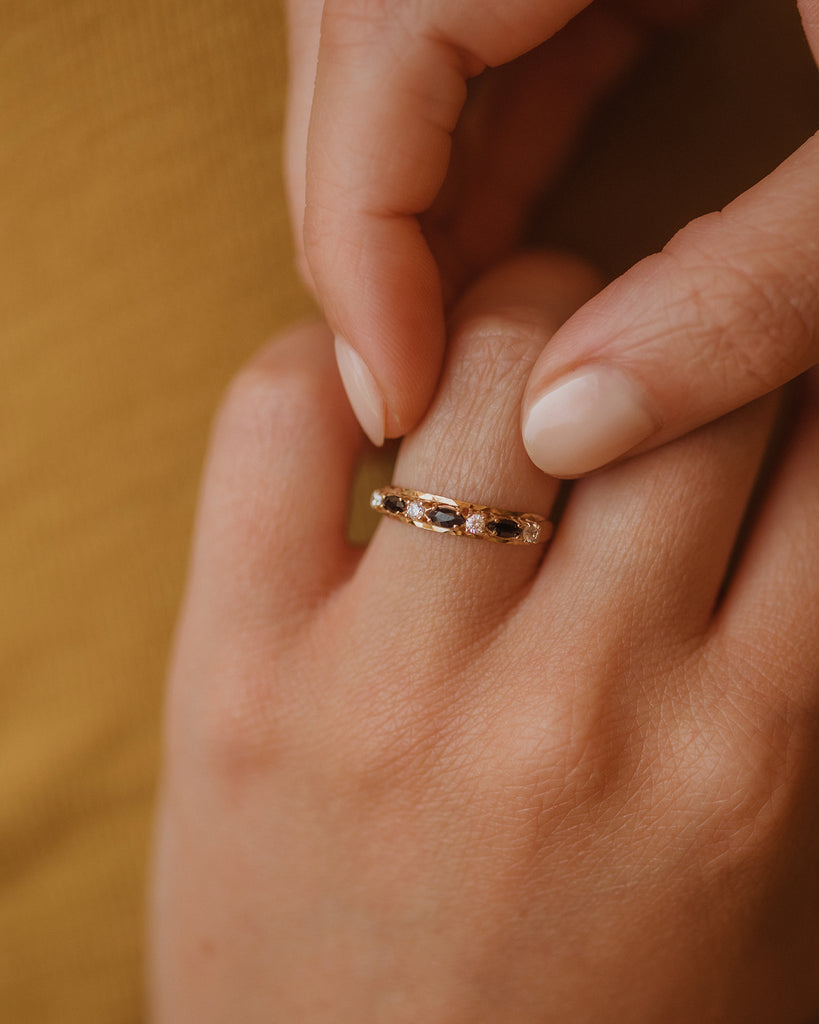 Ethel 1987 9ct Gold Sapphire Half Eternity Ring