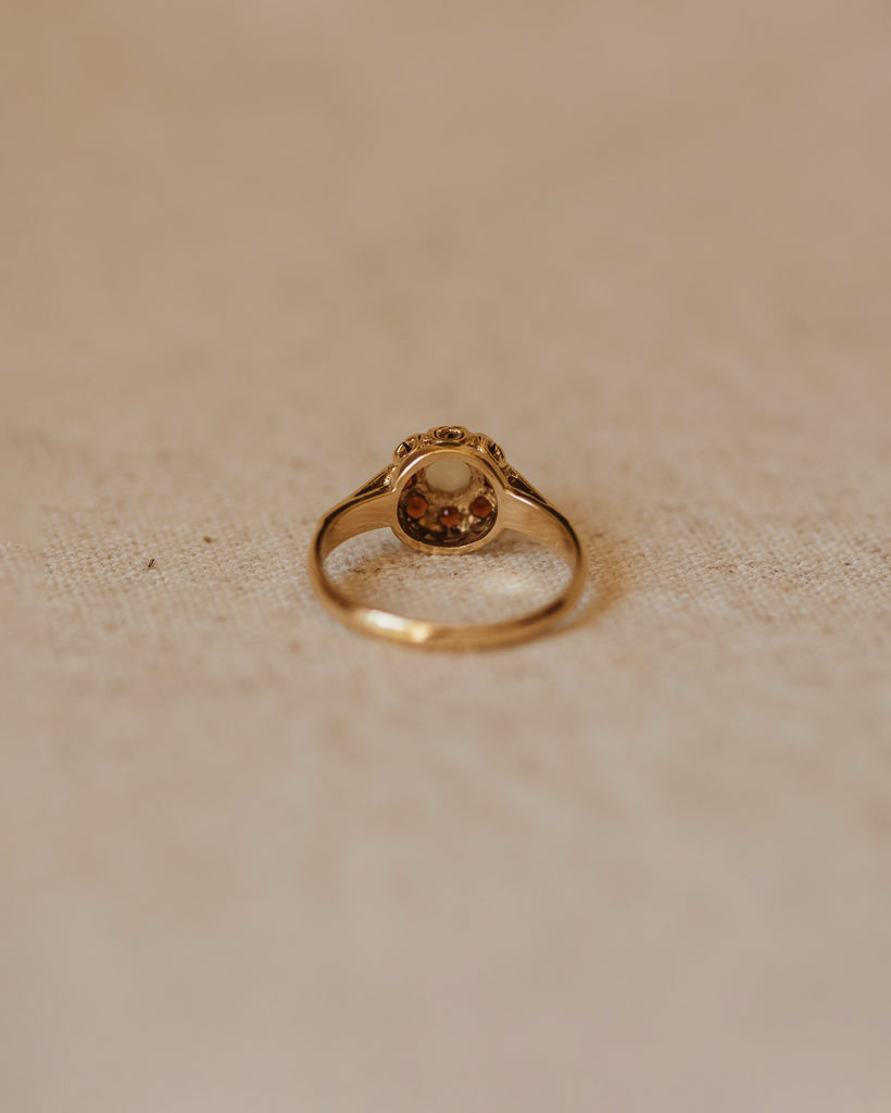 Juliana 1982 9ct Gold Opal & Garnet Cluster Ring