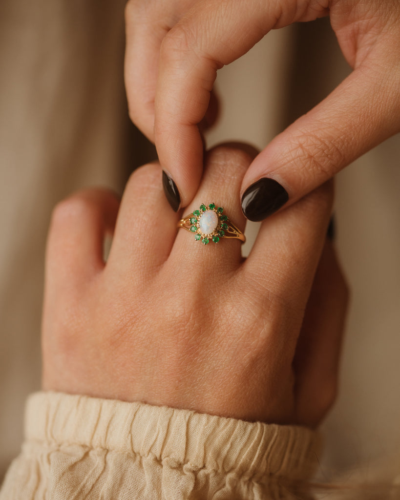 Dorothy Vintage 9ct Gold Opal & Emerald Ring