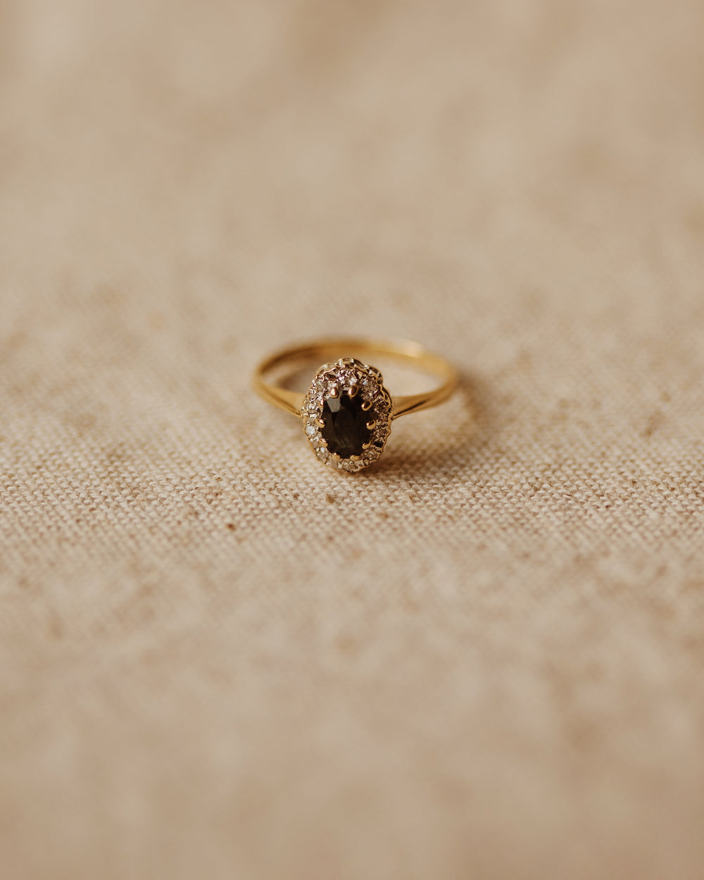 Frances 1988 9ct Gold Sapphire & Diamond Cluster Ring