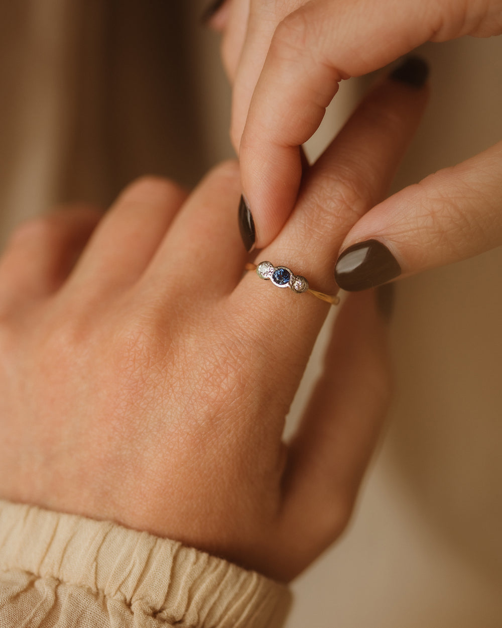 Josephine 1940 18ct Gold Sapphire & Diamond Ring