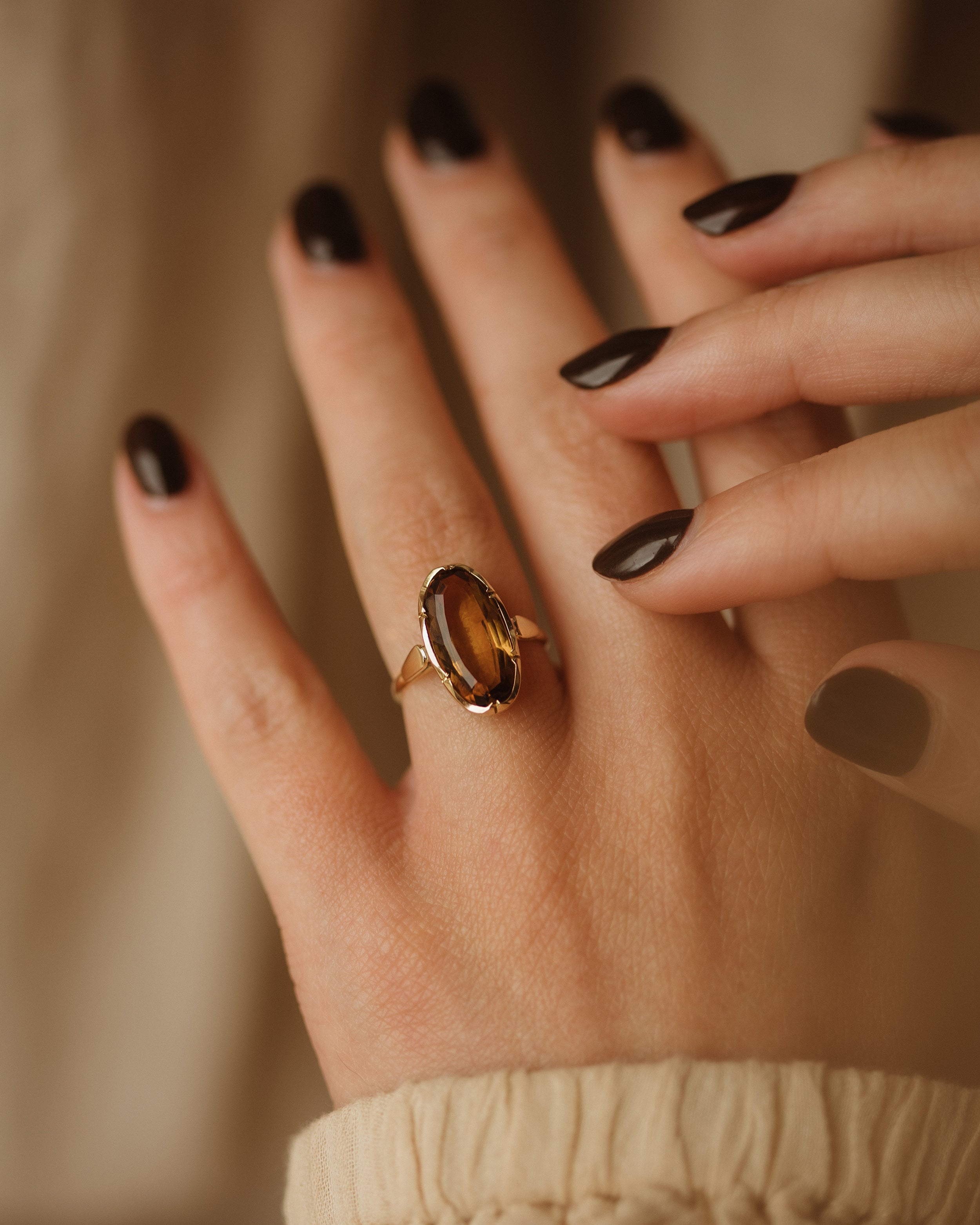 Image of Jean Vintage 9ct Gold Smoky Quartz Ring