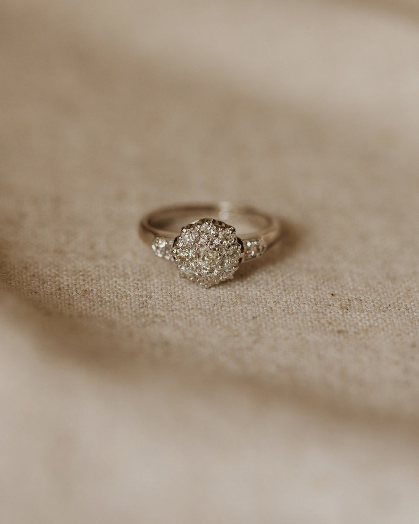 Henrietta Vintage 18ct White Gold Diamond Cluster Ring