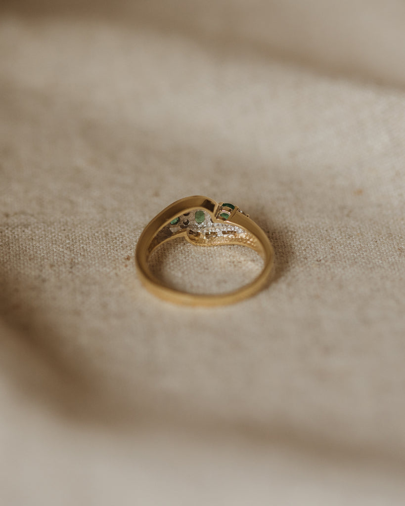 Dolores Vintage 18ct Gold Emerald & Diamond Ring