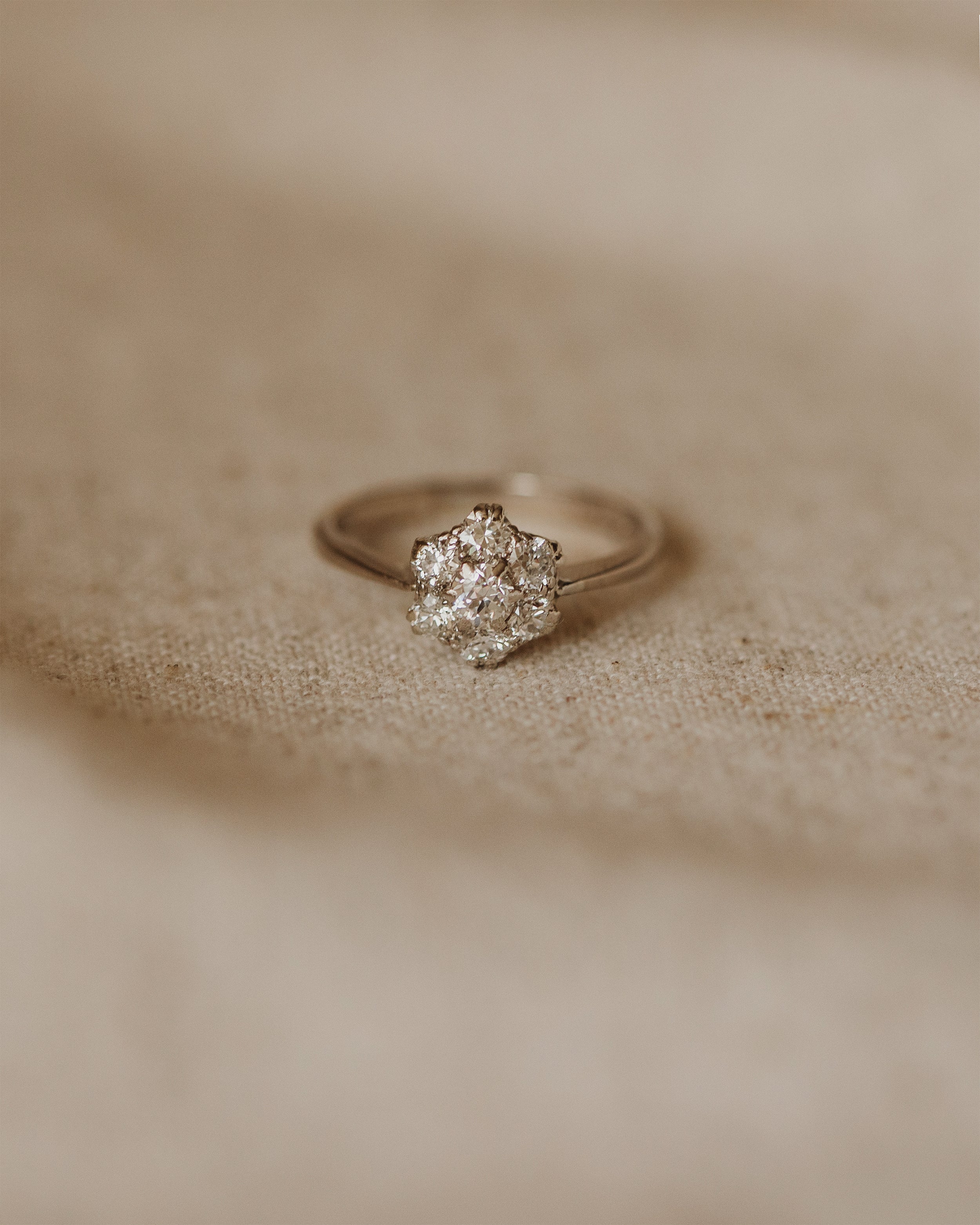 Odette Vintage 18ct White Gold Diamond Cluster Ring