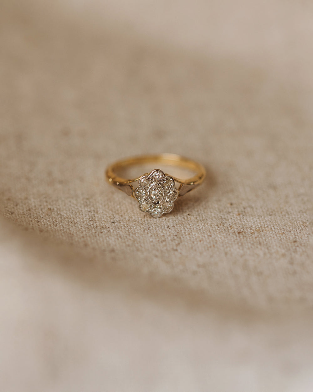 Augusta Vintage 18ct Gold Diamond Flower Cluster Ring