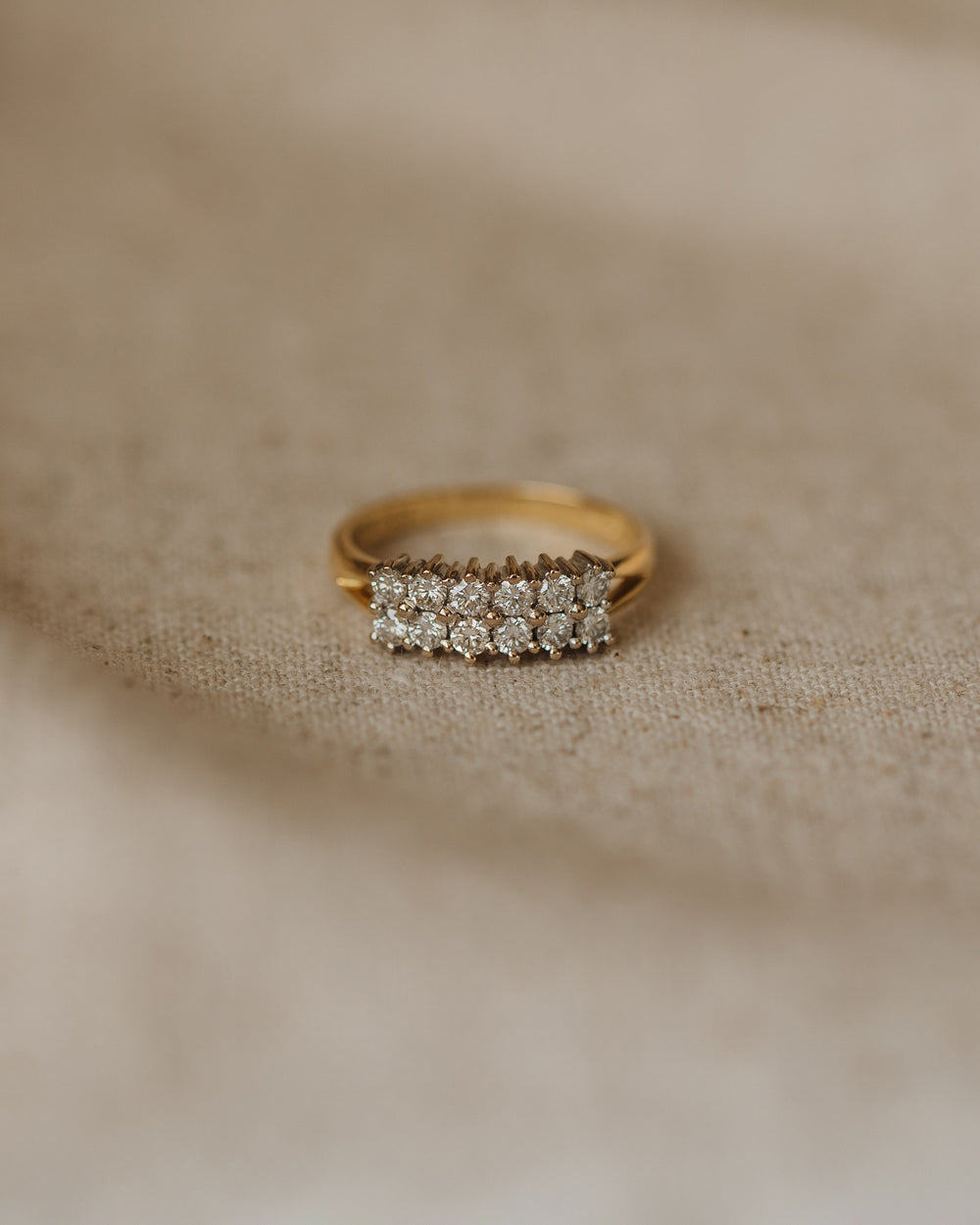 Delia 1989 18ct Gold Two Row Diamond Ring