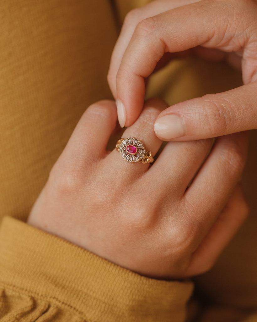 Juniper Antique 18ct Gold Ruby & Diamond Ring