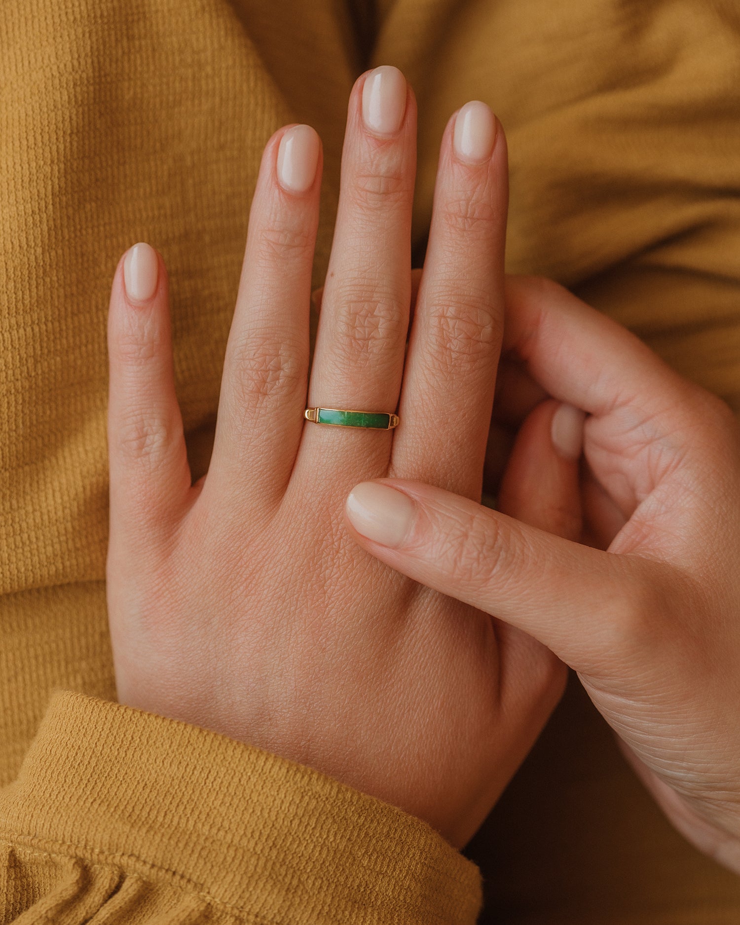 Patience Vintage 18ct Gold Jade Band Ring