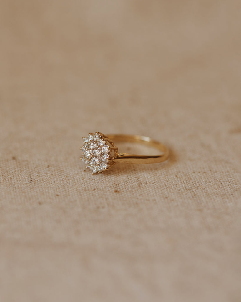 Adela Vintage 9ct Gold CZ Cluster Ring