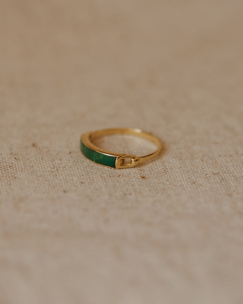 Patience Vintage 18ct Gold Jade Band Ring