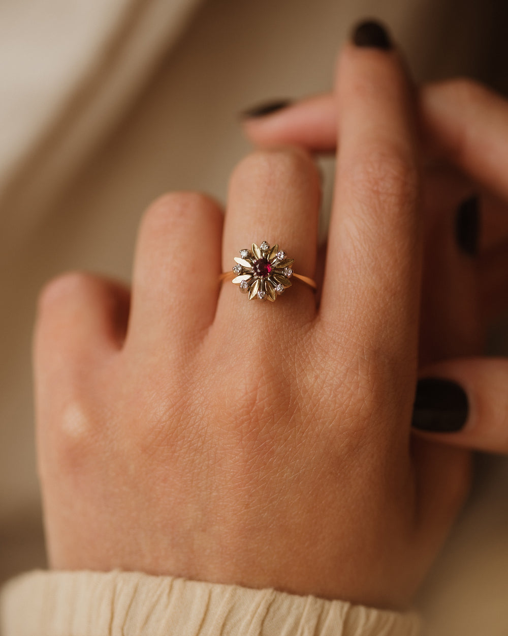 Ottilie 1978 18ct Gold Ruby & Diamond Cluster Ring