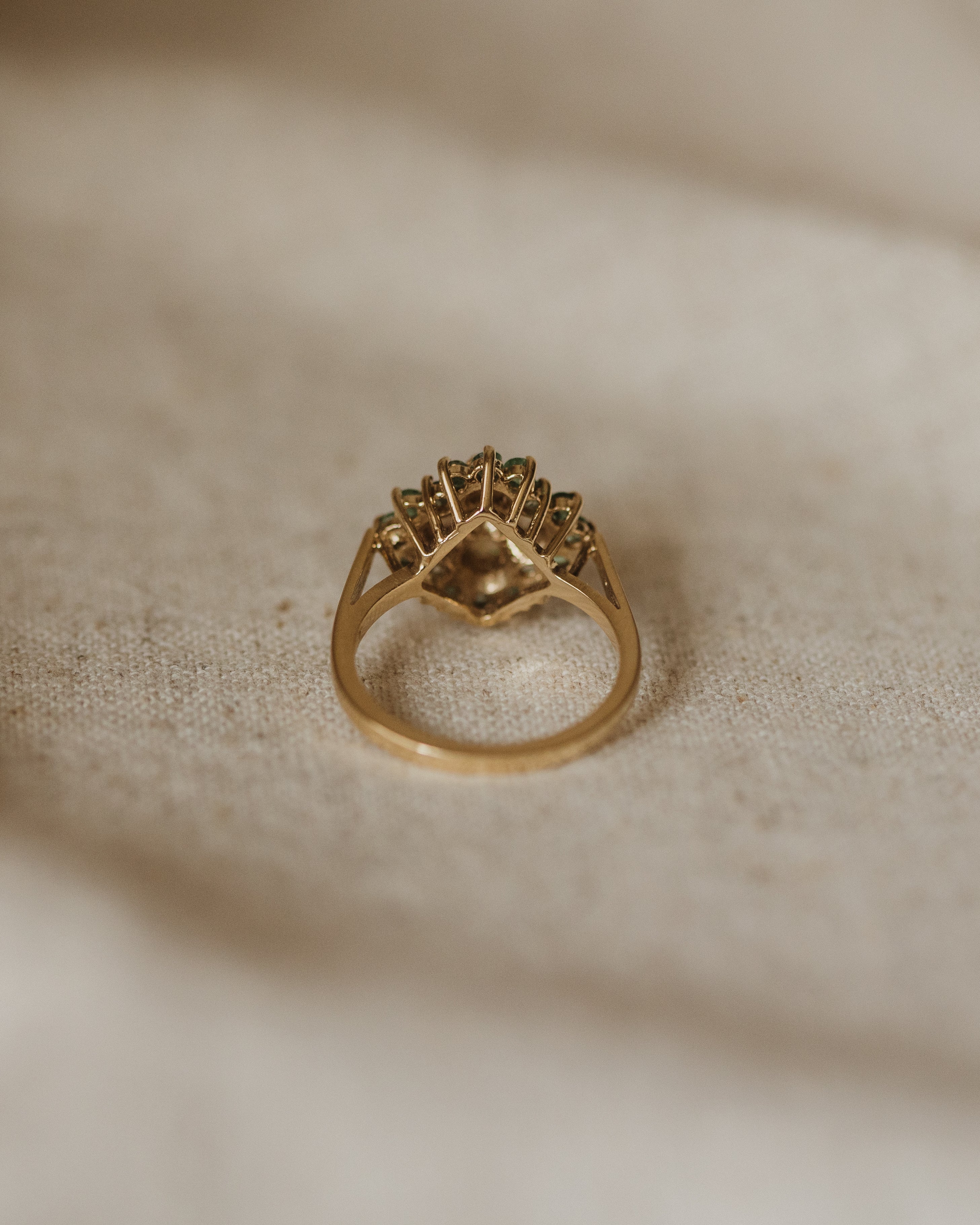 Edwina 1975 9ct Gold Emerald & Opal Cluster Ring