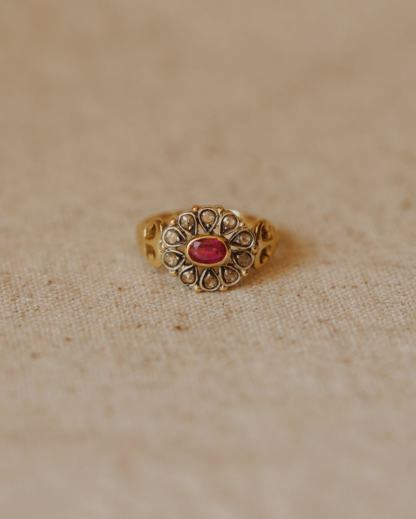 Juniper Antique 18ct Gold Ruby & Diamond Ring