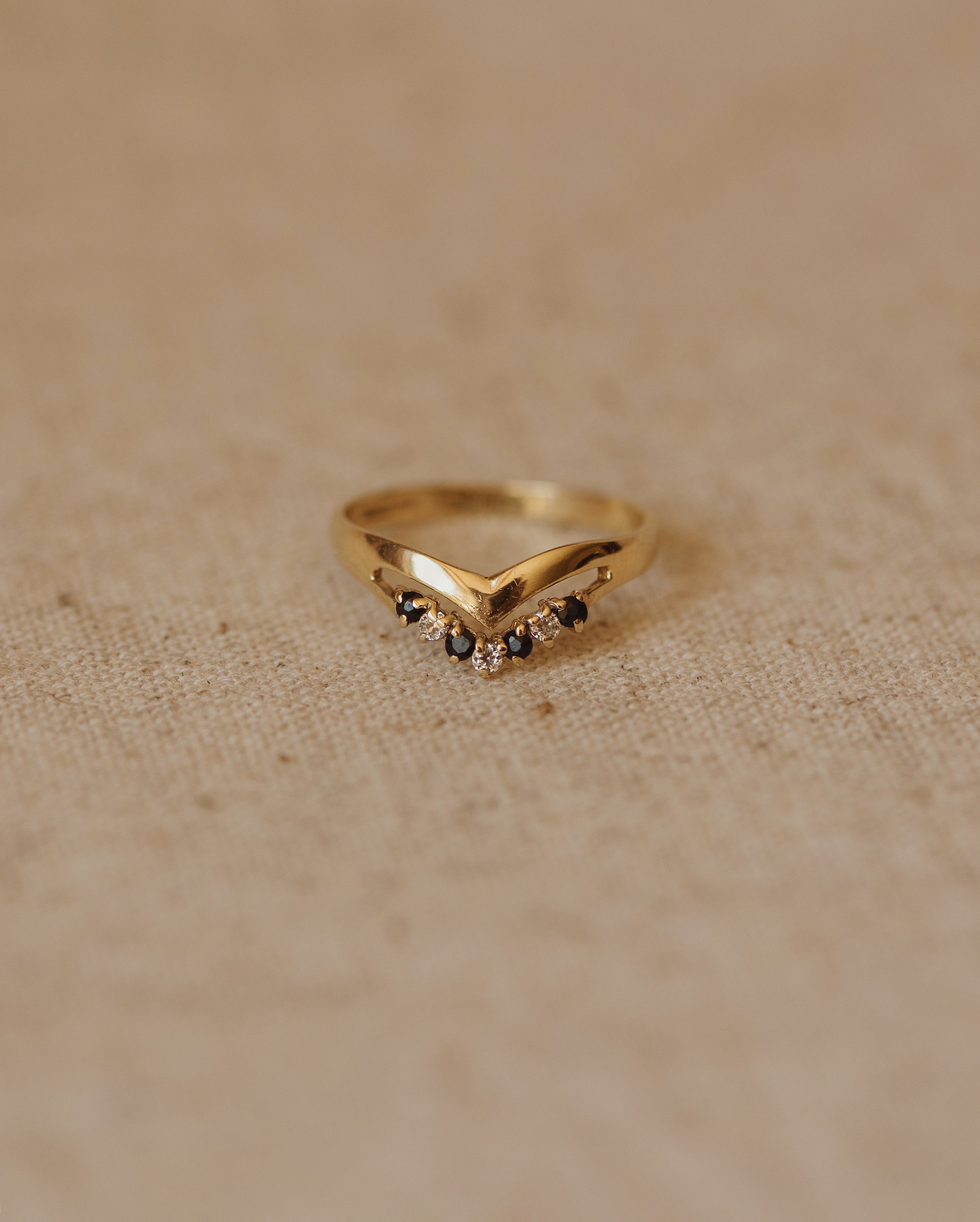 Georgia Vintage 9ct Gold Sapphire Wishbone Ring