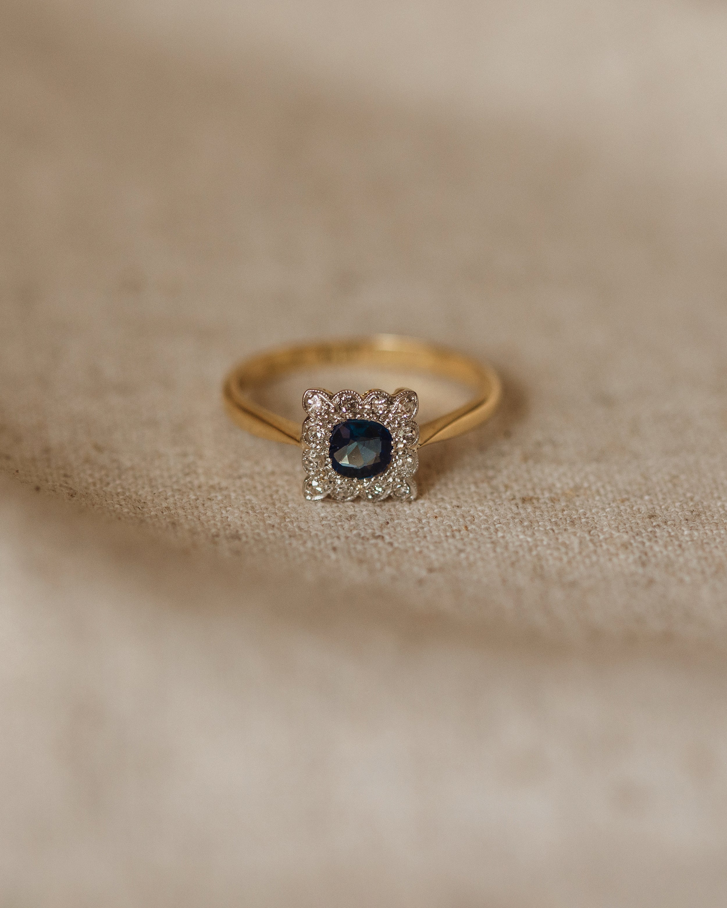 Ernestine Vintage Art Deco 18ct Gold Sapphire & Diamond Ring