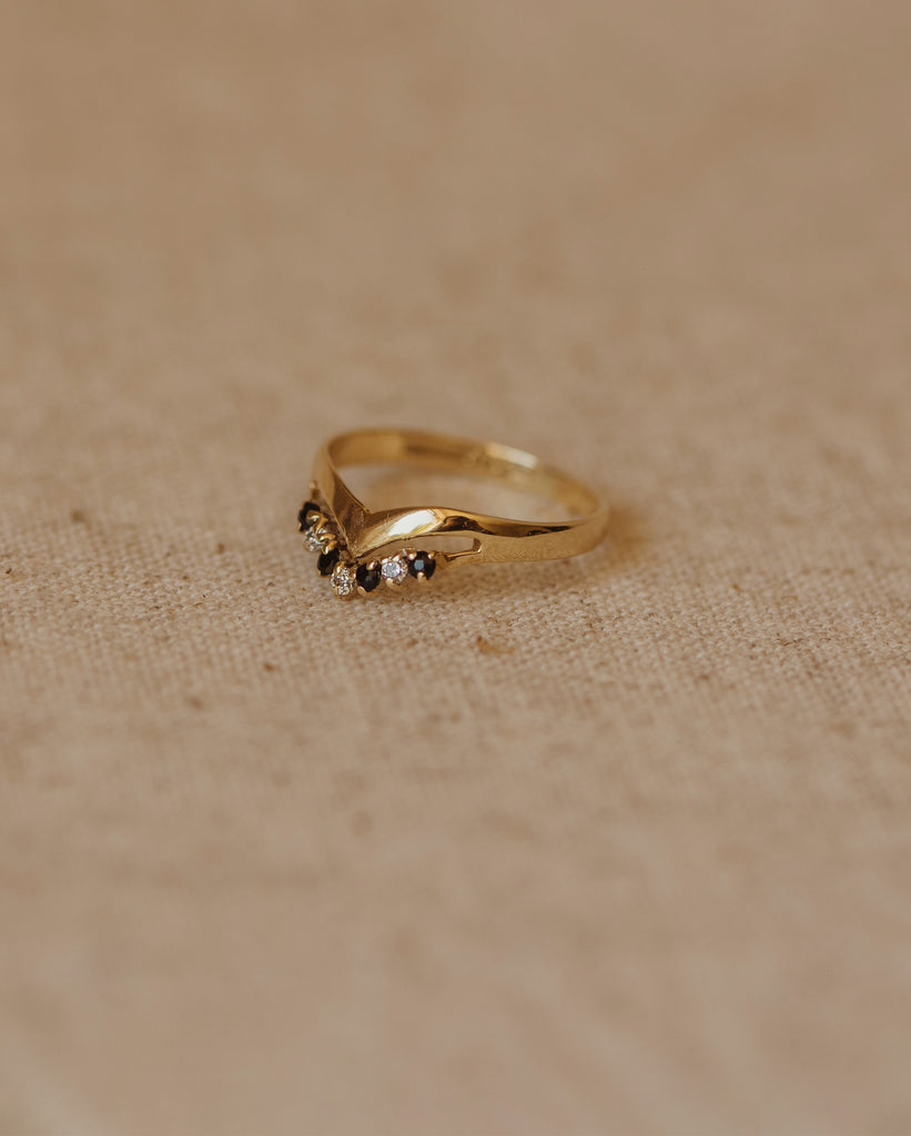 Georgia Vintage 9ct Gold Sapphire Wishbone Ring