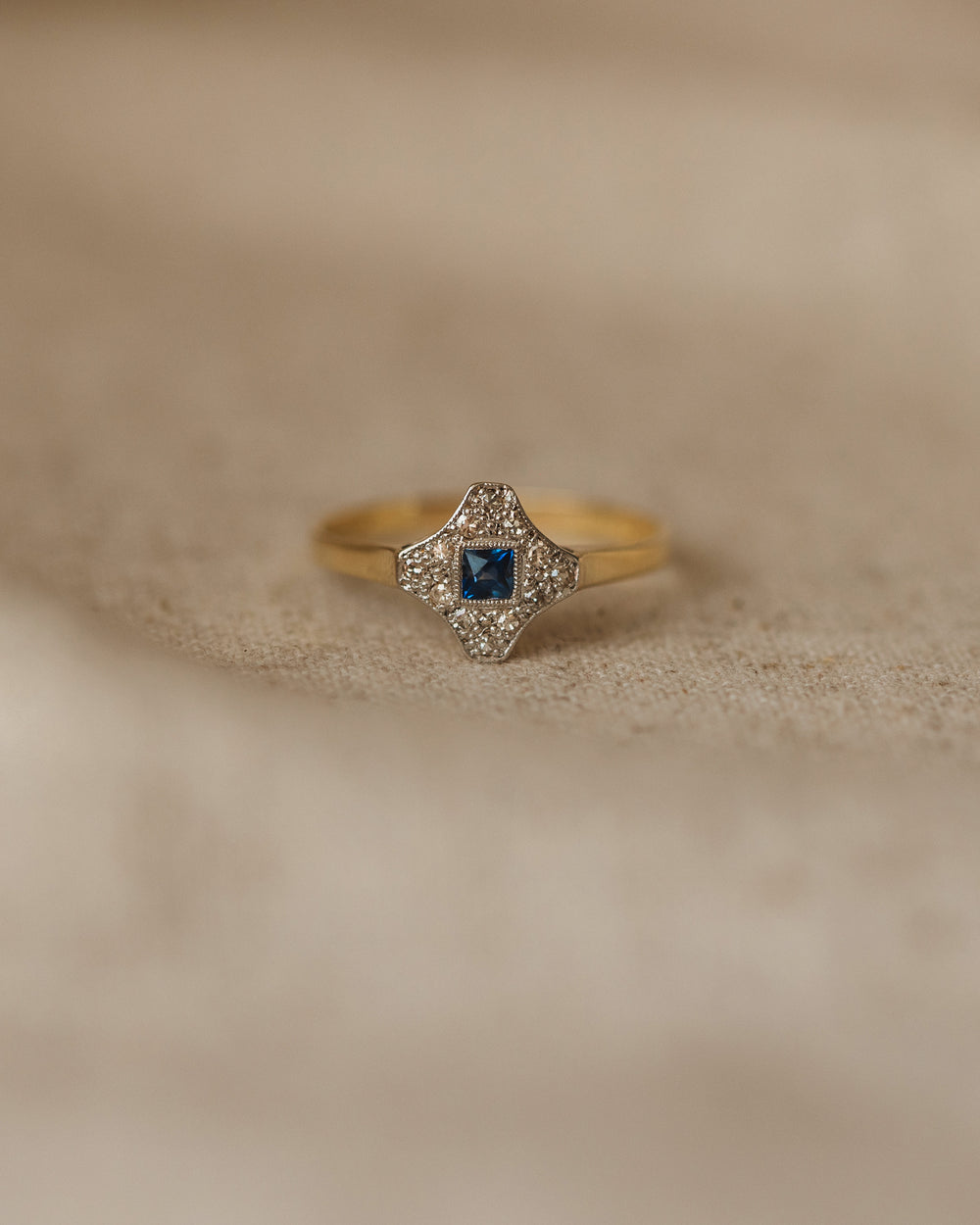 Gussie Antique Art Deco 18ct Gold Sapphire & Diamond Ring