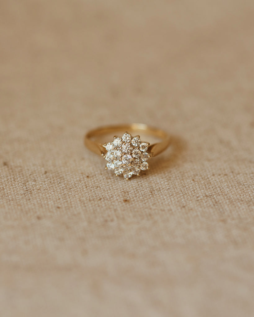 Adela Vintage 9ct Gold CZ Cluster Ring