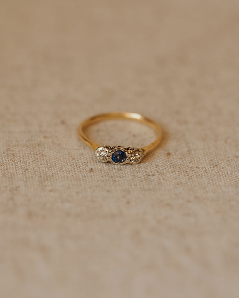 Josephine 1940 18ct Gold Sapphire & Diamond Ring