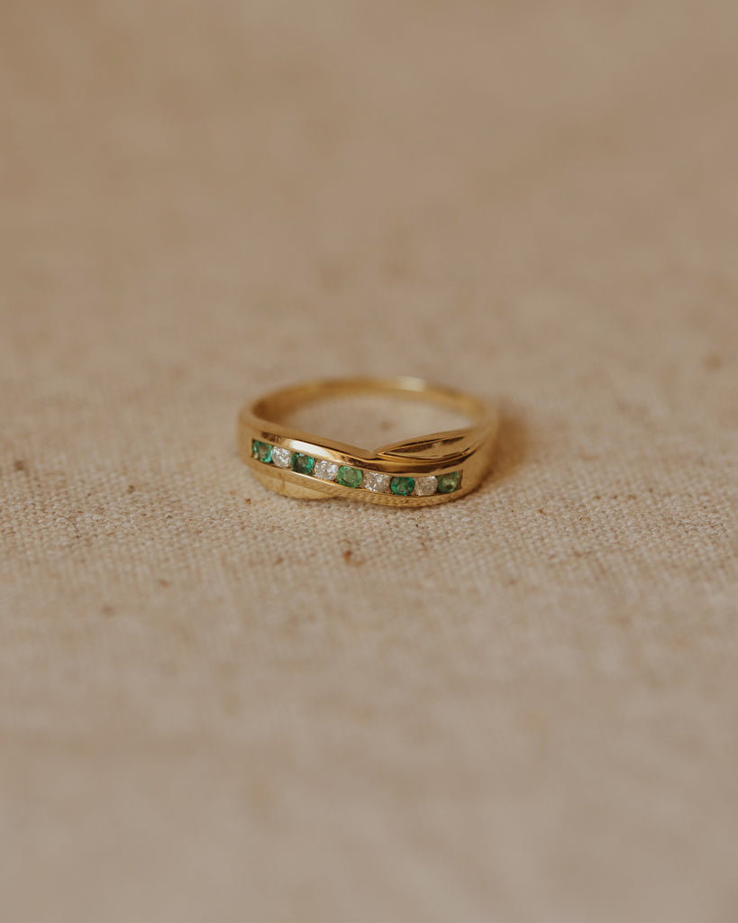 Margery Vintage 9ct Gold Emerald & Diamond Ring
