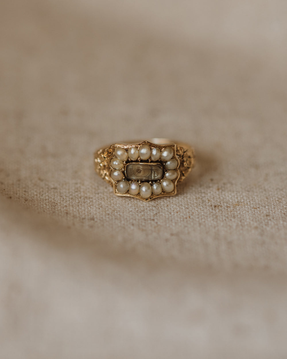 Maeve Antique 18ct Gold Victorian Pearl Mourning Ring