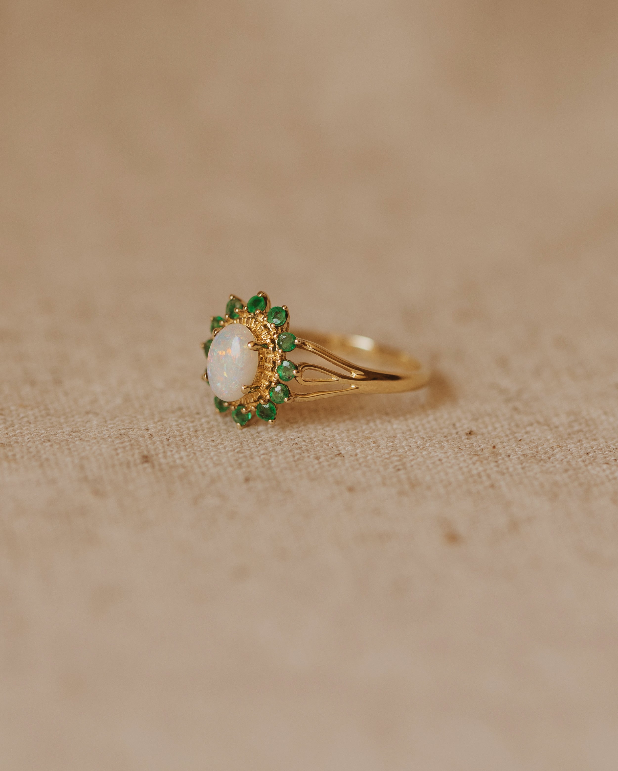 Dorothy Vintage 9ct Gold Opal & Emerald Ring