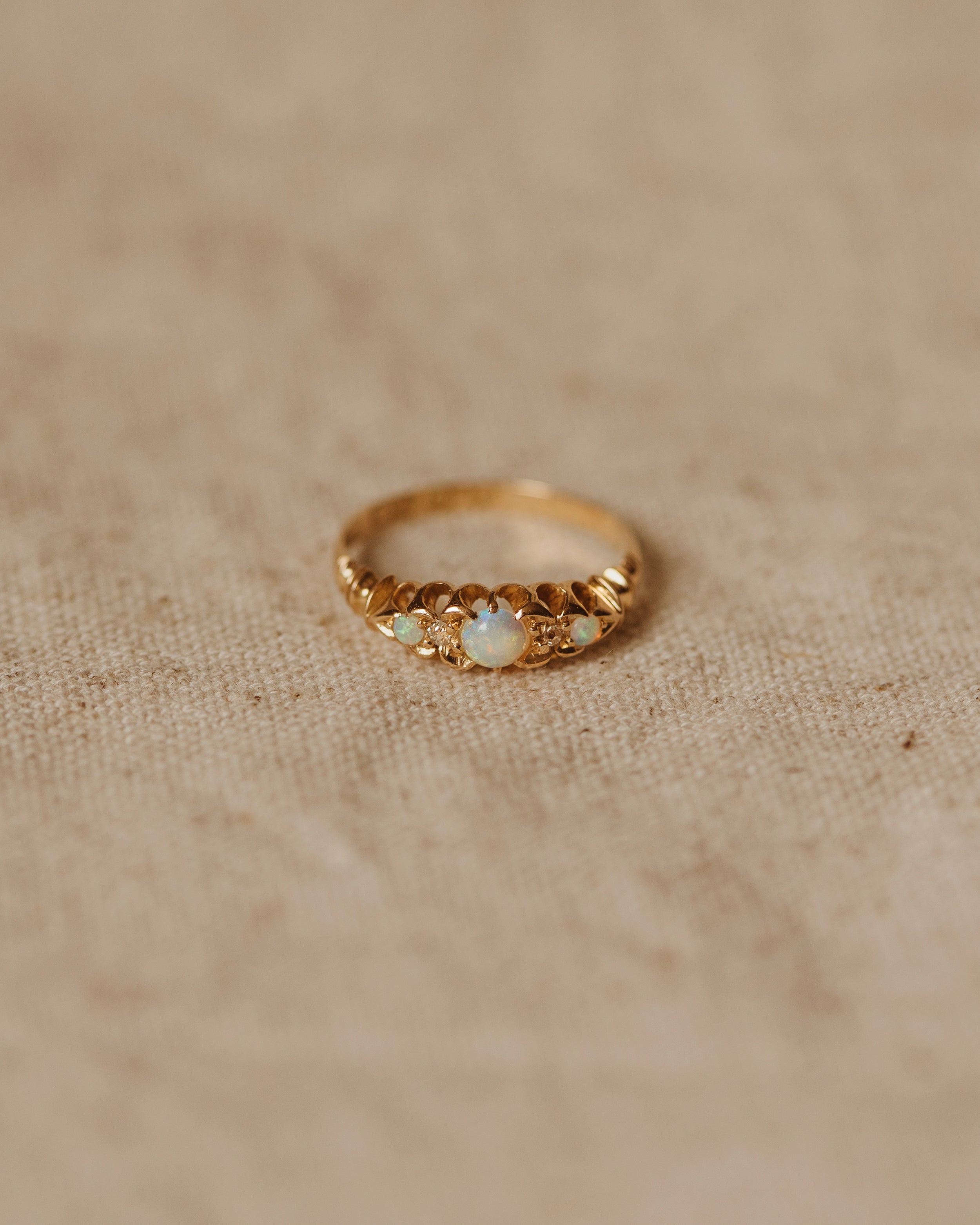 Matilda 1896 18ct Gold Opal & Diamond Victorian Ring
