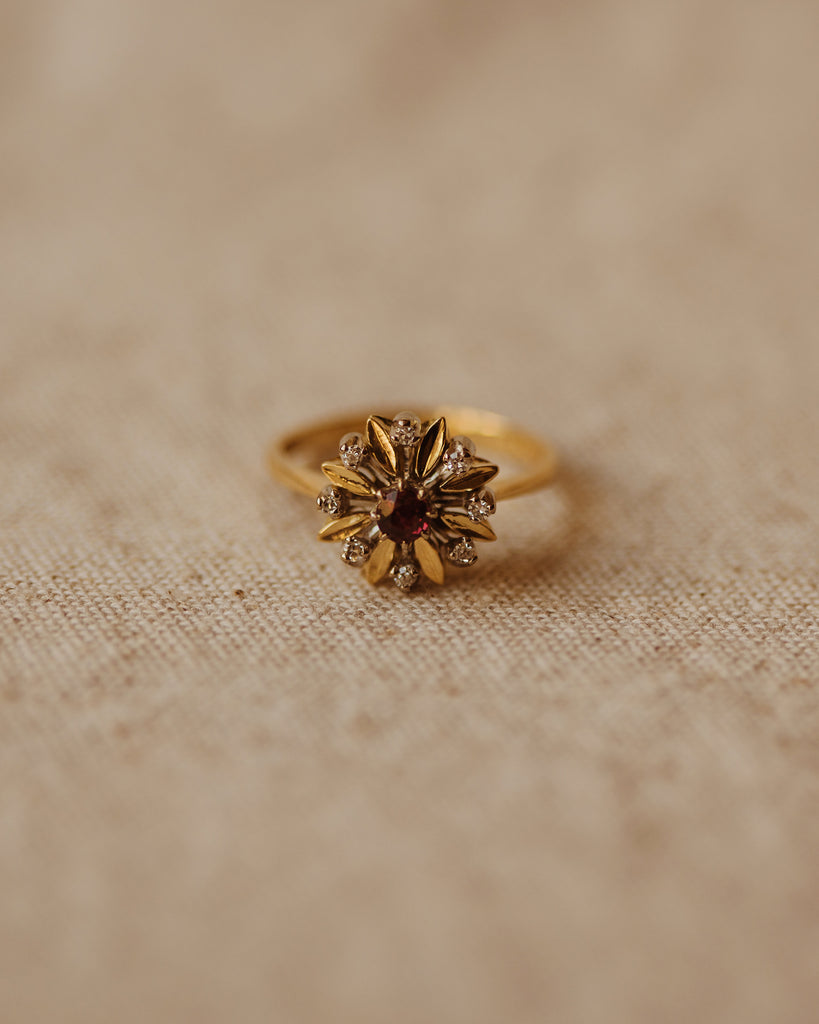 Ottilie 1978 18ct Gold Ruby & Diamond Cluster Ring
