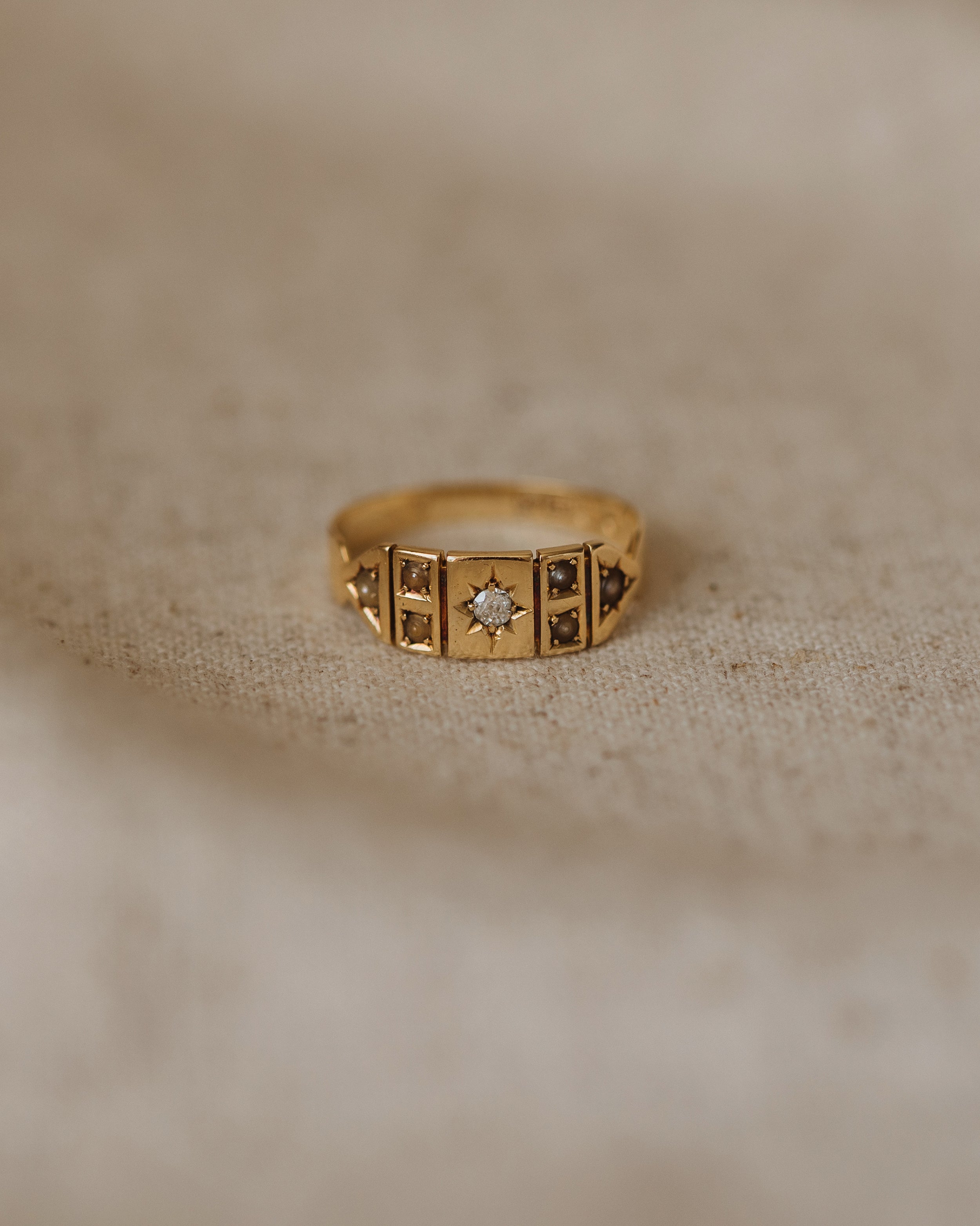 Thomasina 1892 18ct Gold Diamond & Pearl Ring