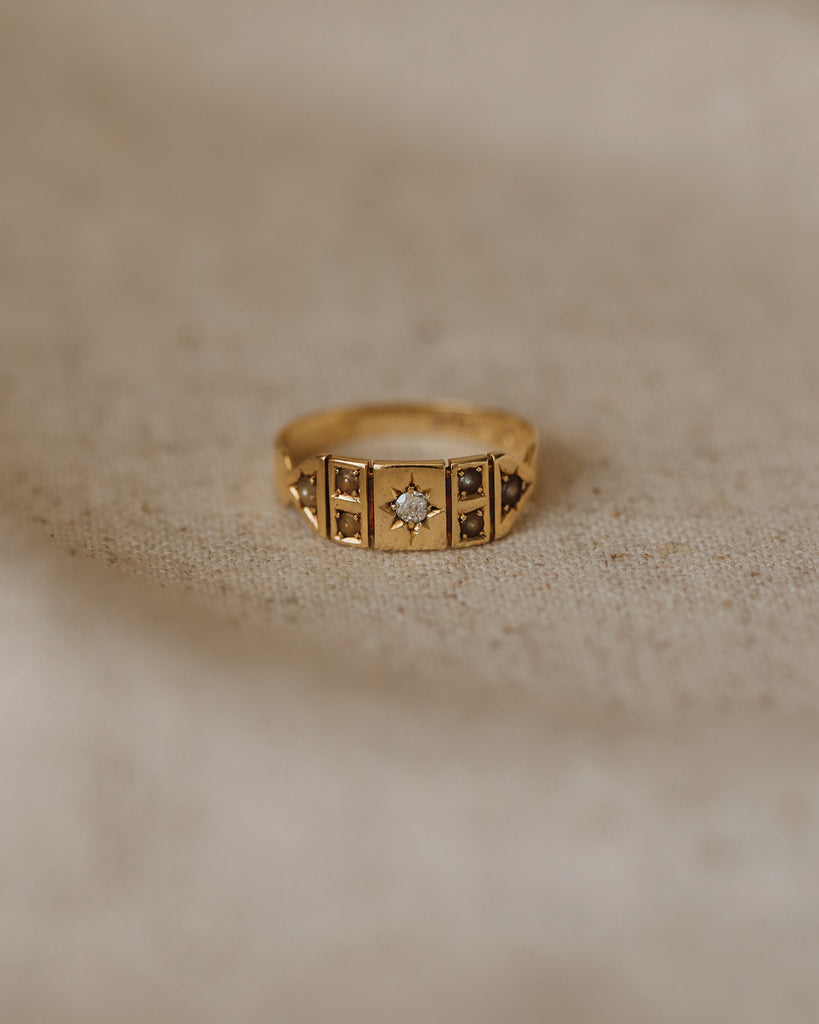 Thomasina 1892 18ct Gold Diamond & Pearl Ring