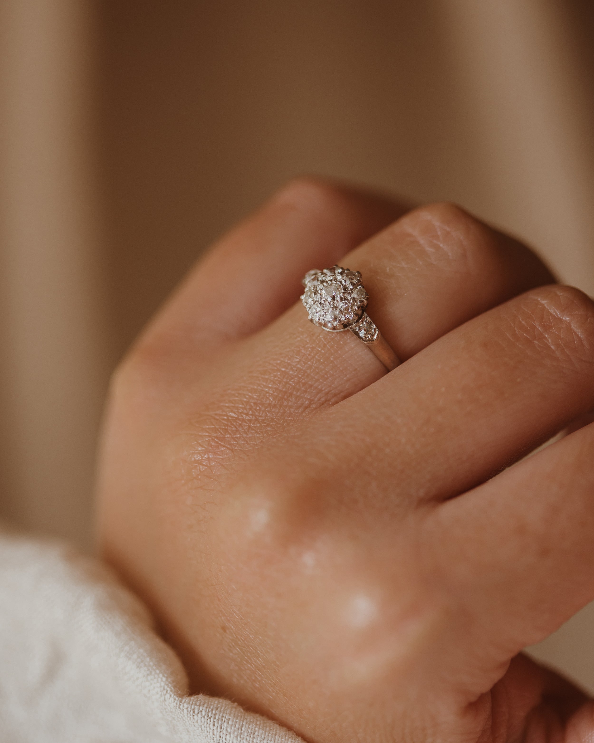 Henrietta Vintage 18ct White Gold Diamond Cluster Ring