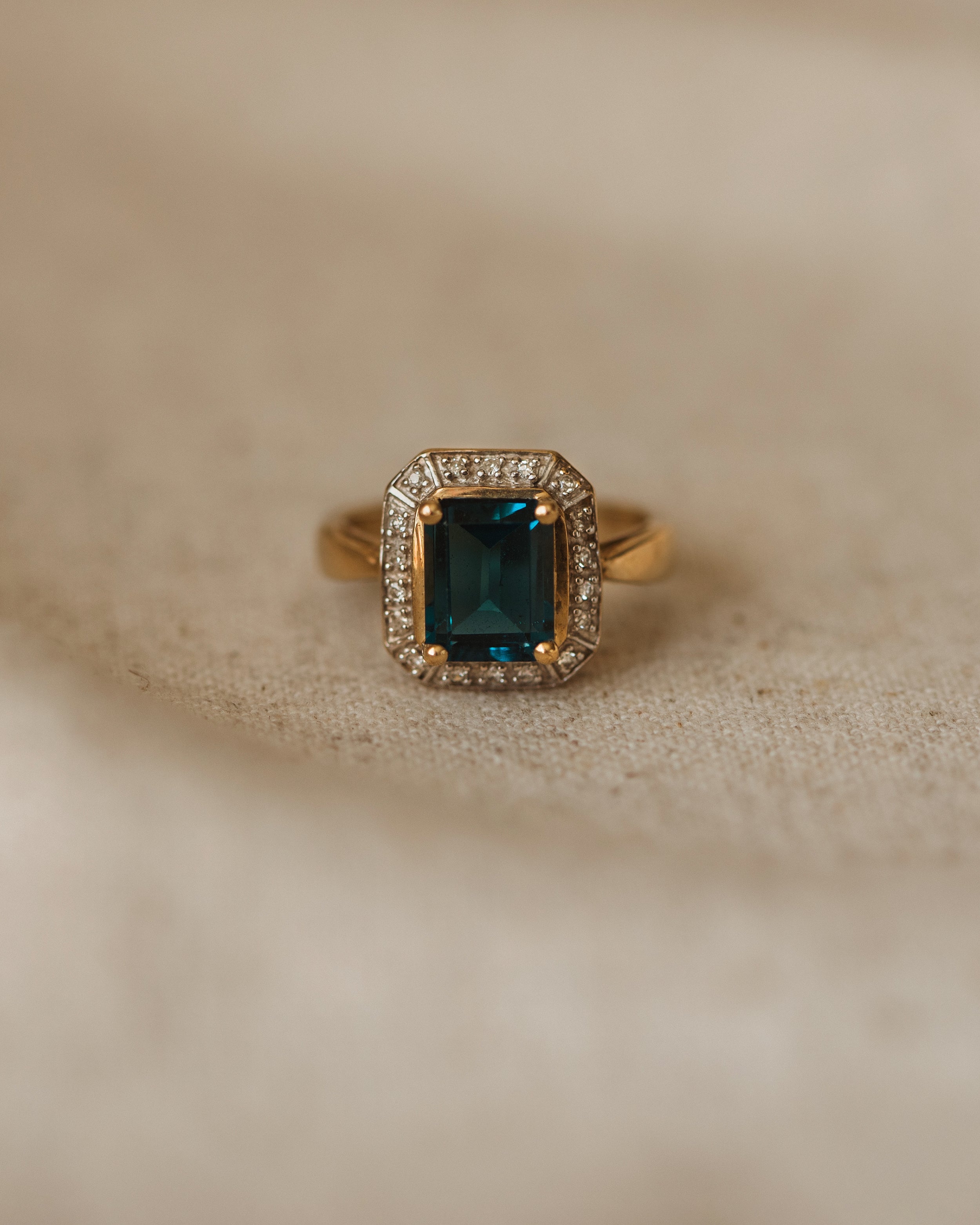 Norma Vintage 9ct Gold Blue Topaz & Diamond Ring