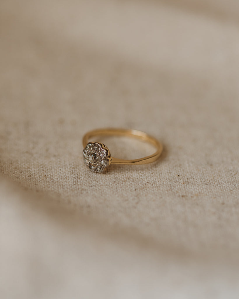 Grethe Antique 18ct Gold Diamond Flower Cluster Ring