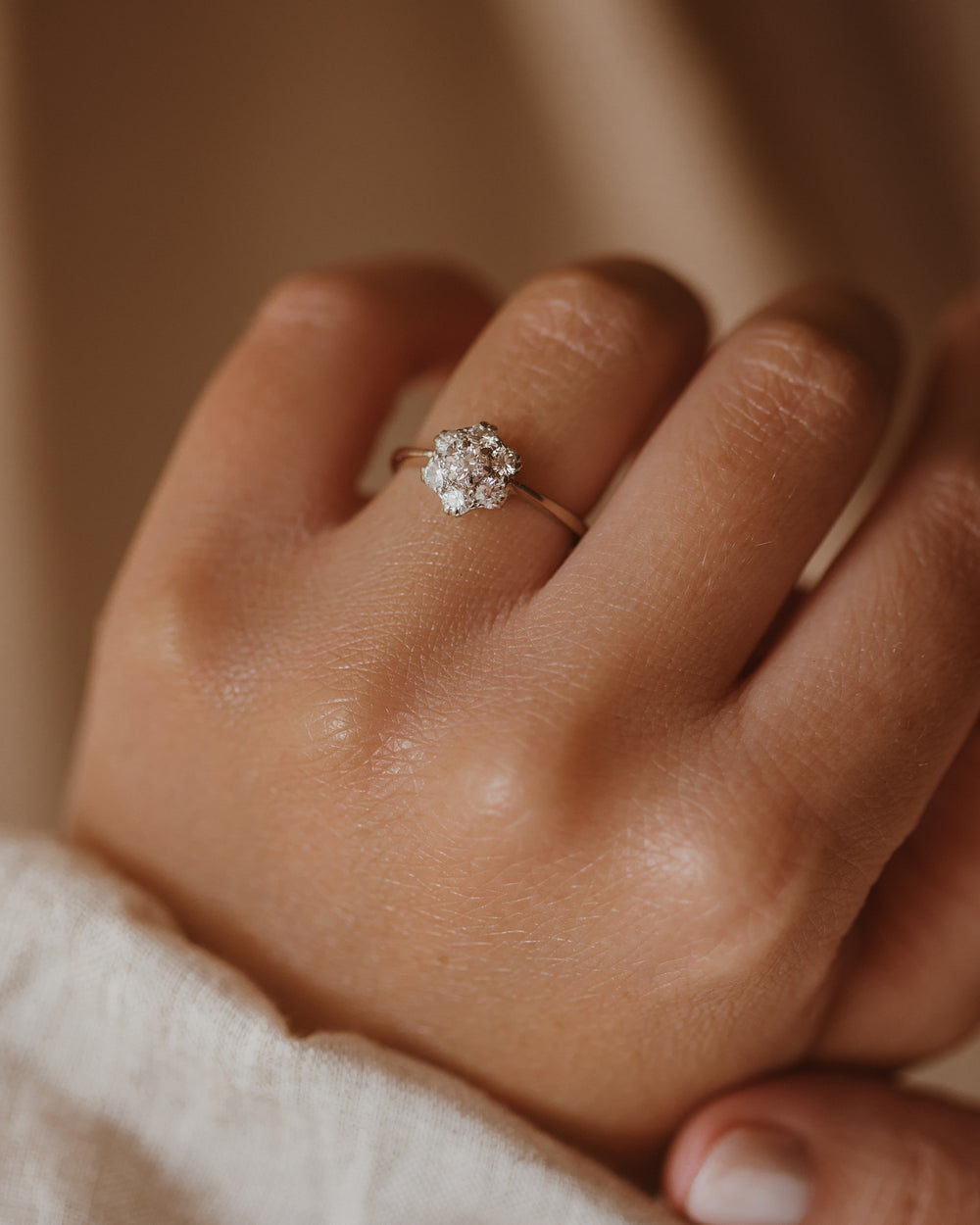 Odette Vintage 18ct White Gold Diamond Cluster Ring