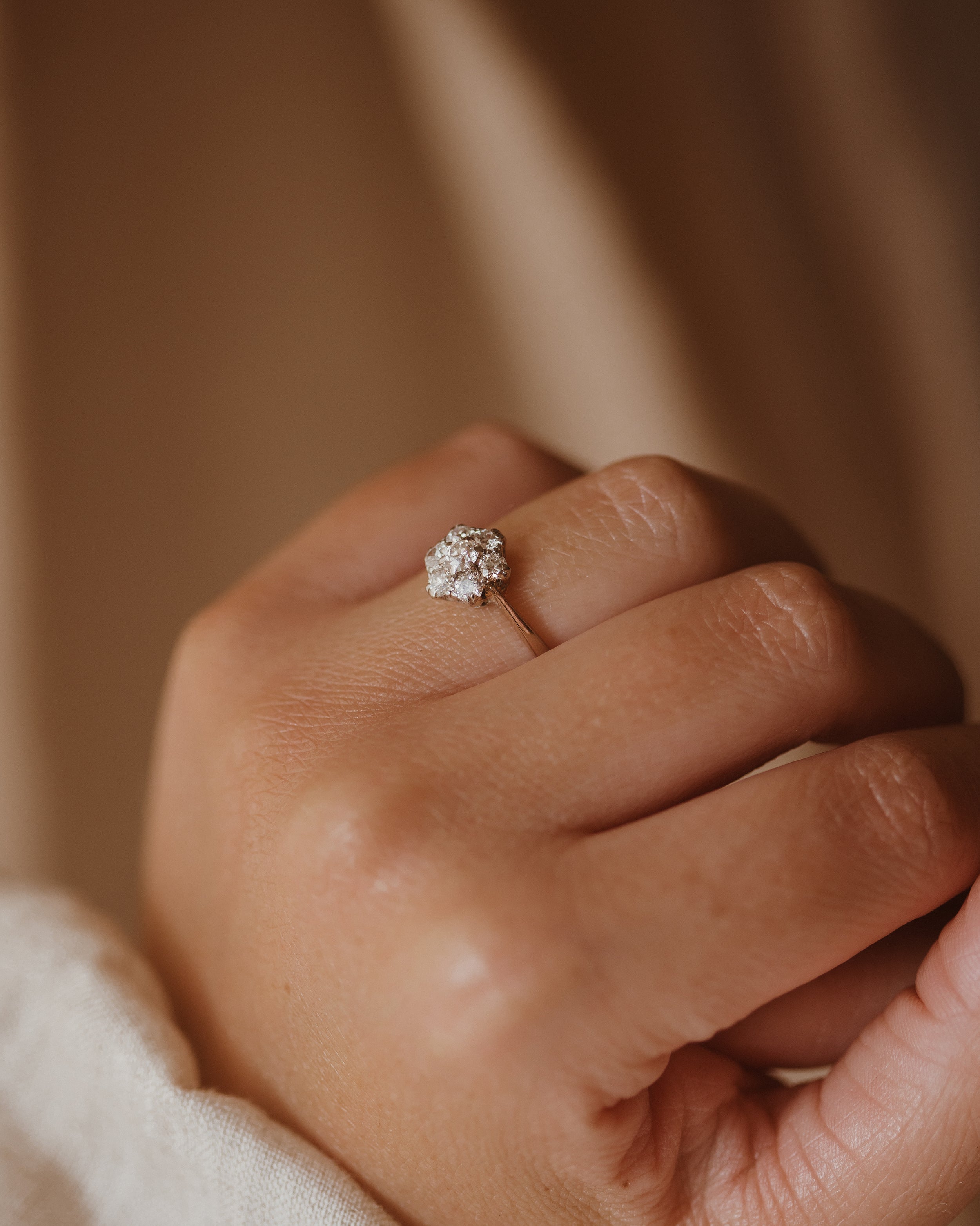 Odette Vintage 18ct White Gold Diamond Cluster Ring