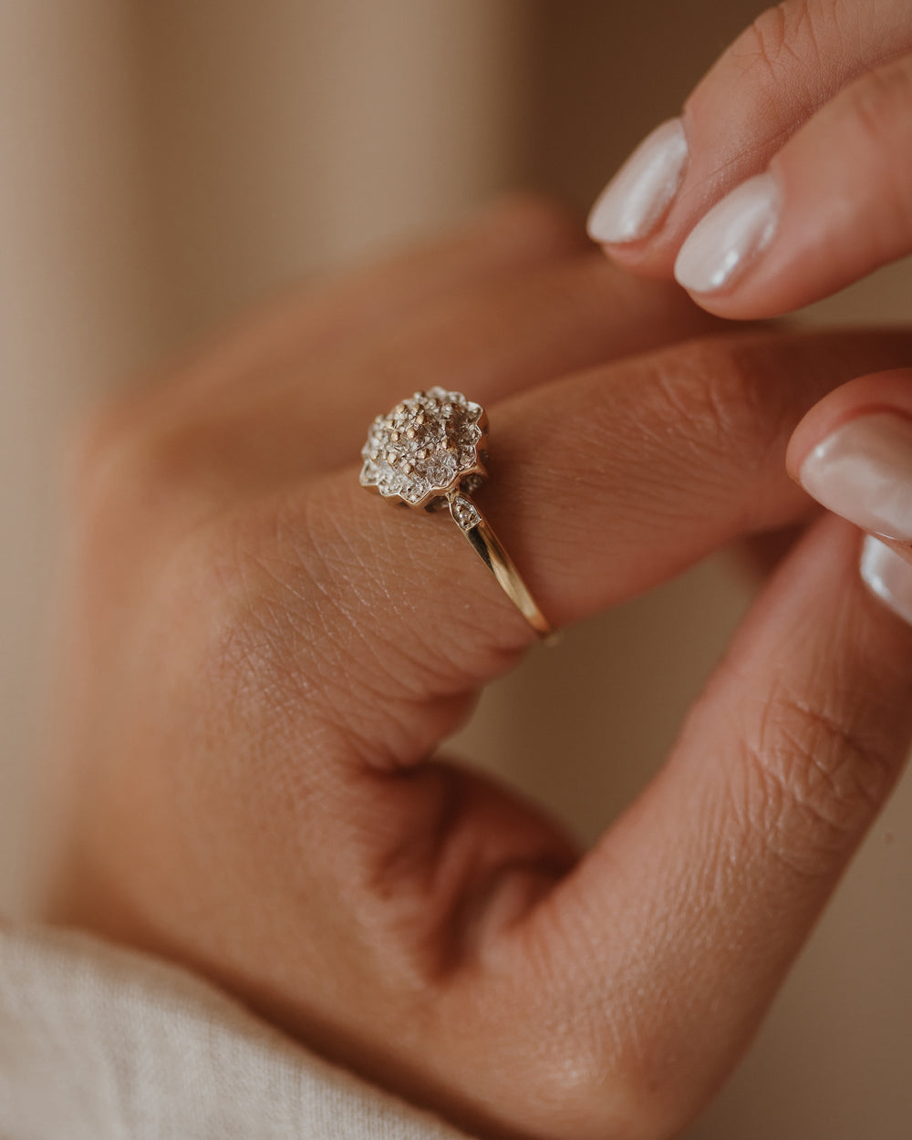Eleanor Vintage 9ct Gold Diamond Cluster Ring