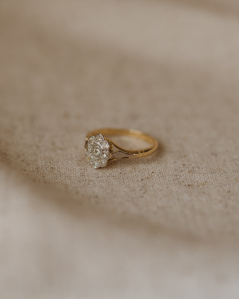 Augusta Vintage 18ct Gold Diamond Flower Cluster Ring