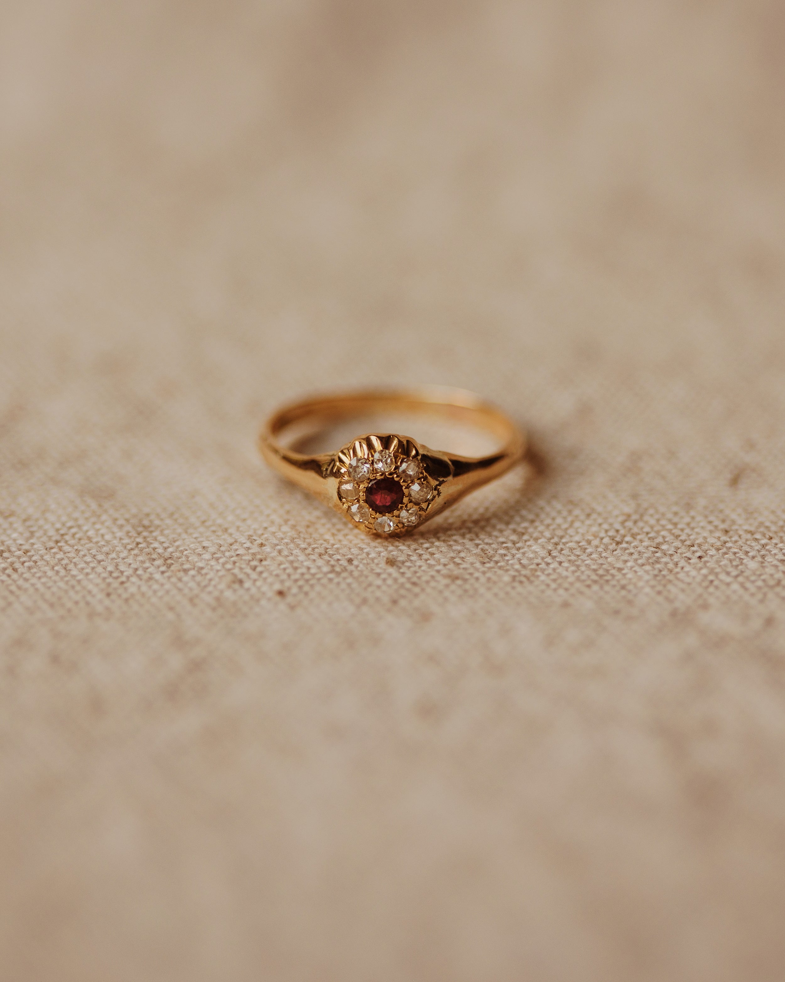 Image of Evelyn Antique 18ct Gold Ruby & Diamond Ring
