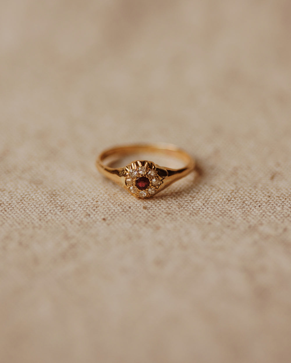 Evelyn Antique 18ct Gold Ruby & Diamond Ring